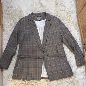 H&M Plaid Tailored Blazer - Brown & Gray